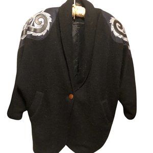 I B DIFFUSION Oversized Sweater Jacket Vintage Wool Mohair Lined vegan Leather